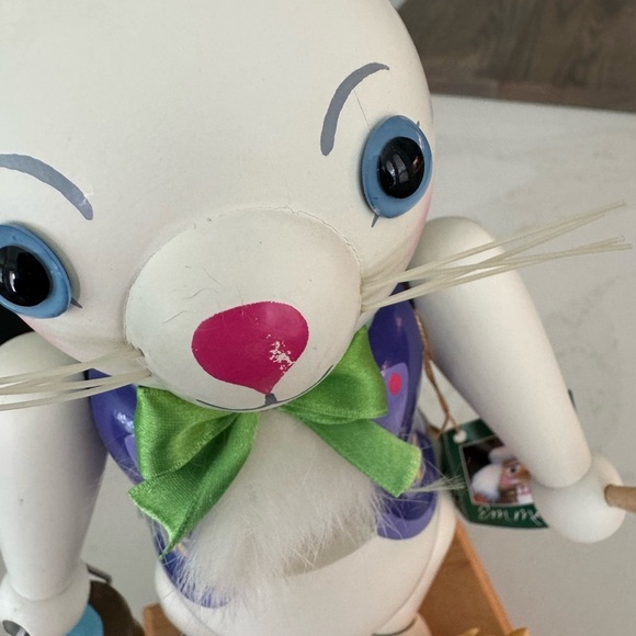 Em Merck Easter Bunny German Wood Multi Color Nutcracker Hangtag Vintage 1990 - Picture 5 of 10